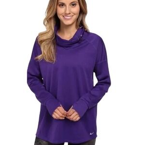 Nike Dri Fit Purple Cowl Neck Long Sleeve Pullover Athletic Top Women's Medium